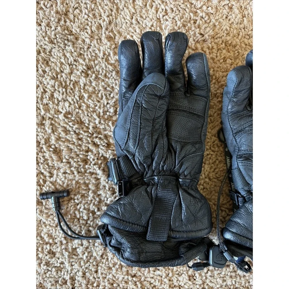 Swany Classic Black Leather Tri-Plex Insulated Ski Gloves Mittens Womens Small